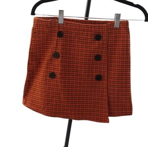 Exlura Plaid Orange Women's Skirt SZ S NWT
